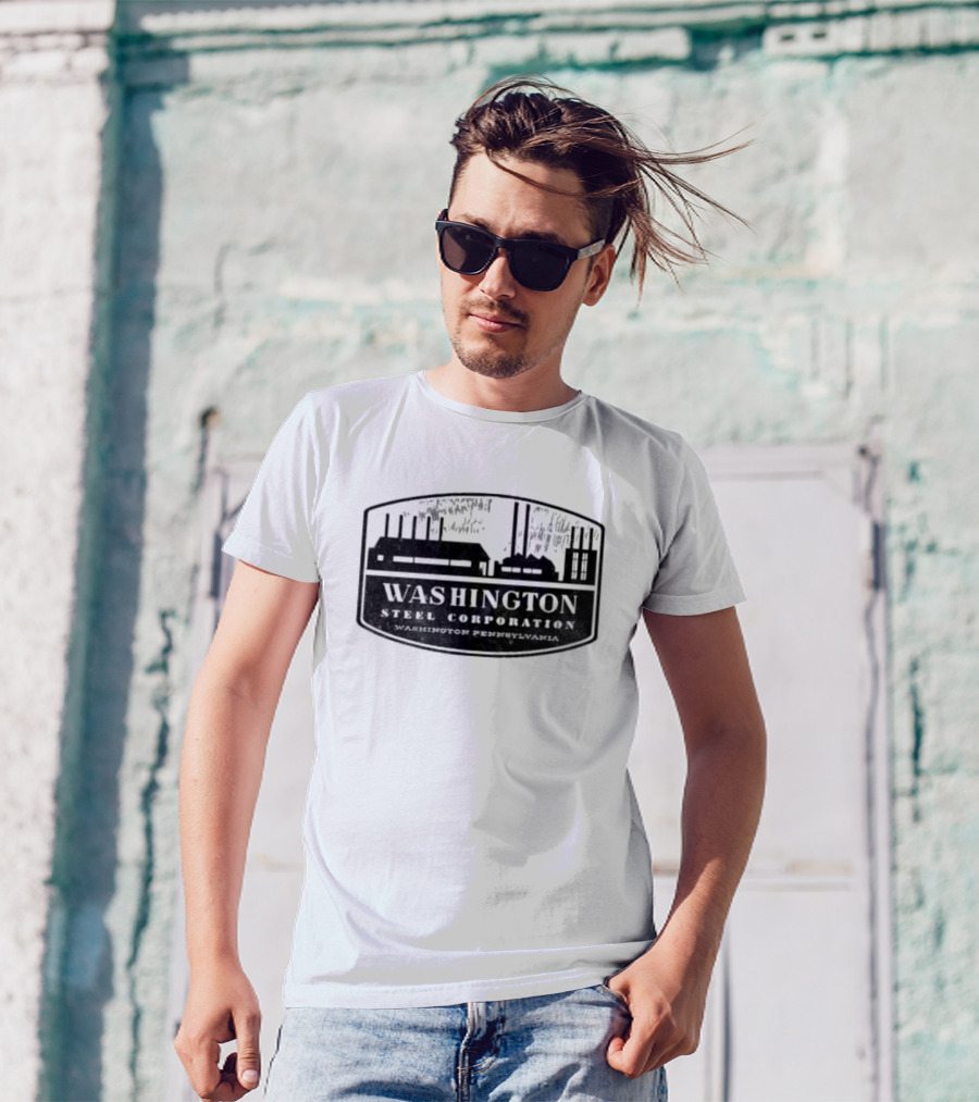 Washington Steel Corporation Washington Pennsylvania Vintage Industrial Look T-Shirt
