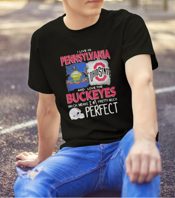 I Live In Pennsylvania Love The Ohio State Buckeyes Pretty Much Perfect T-Shirt