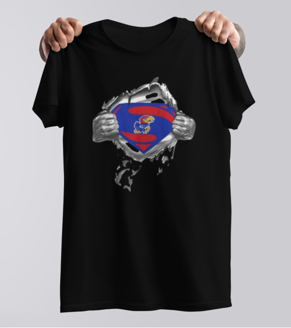 Kansas Jayhawks Emblem Revealed Inside Superman T-Shirt