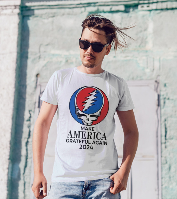 Make America Grateful Again 2024 Grateful Dead Skull Lightning Bolt T-Shirt