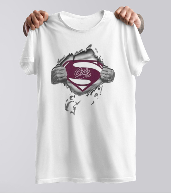 Montana Grizzlies Griz Superman Symbol Inside Ripped Chest T-Shirt