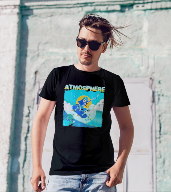 ATMOSPHERE Skateboarding Skeleton Dog Ramp Peace Sign T-Shirt
