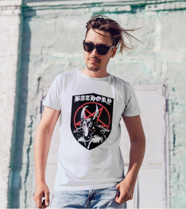 Bathory Pentagram Goat Shield T-Shirt