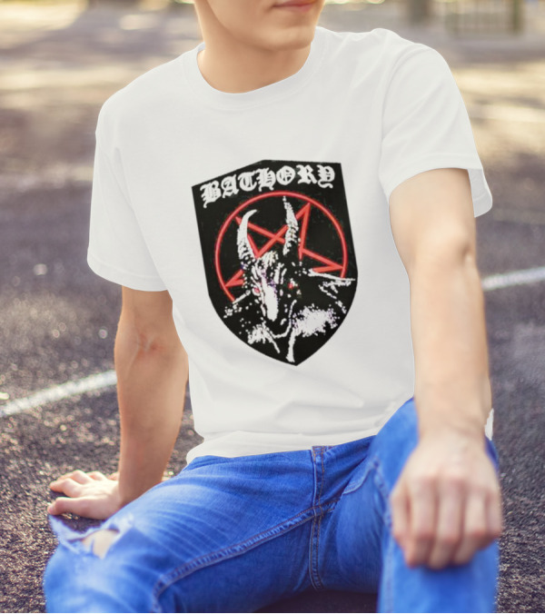 Bathory Pentagram Goat Shield T-Shirt