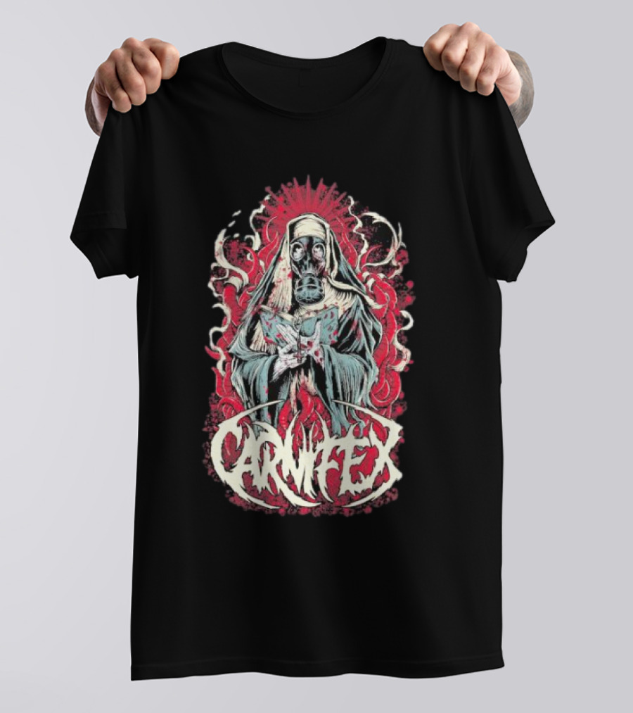Carnifex Sister Rot Gas Mask Nun With Red Aura T-Shirt