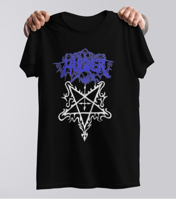 Hulder Pentagram Symbol With Decorative White Inverted Star And Blue T-Shirt