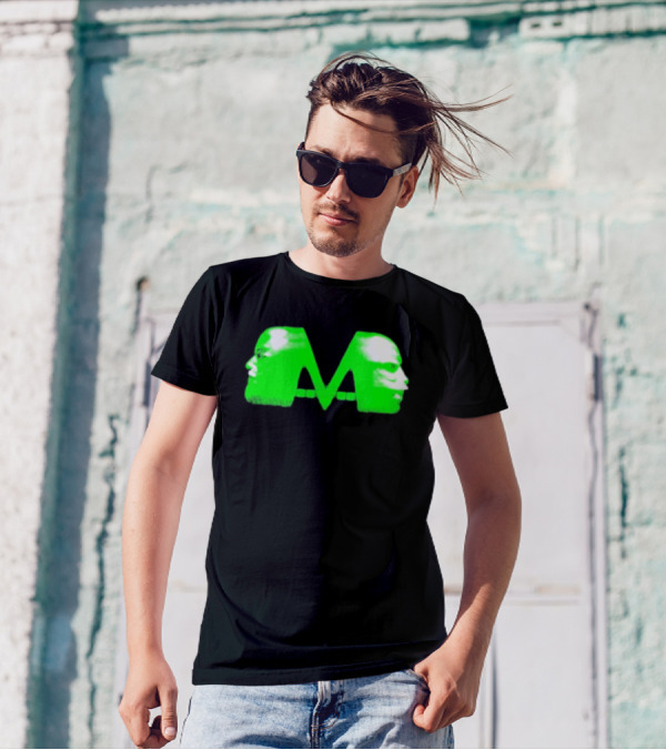 Mansionz M Faces Neon Green Portrait T-Shirt