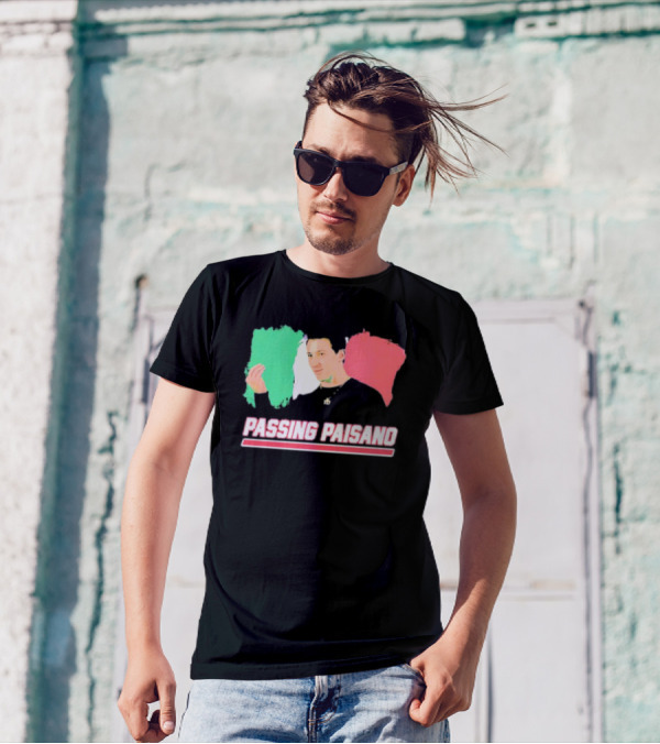 Passing Paisano Italian Gesture Flag Background T-Shirt
