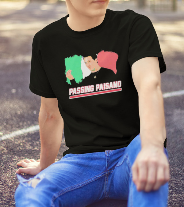 Passing Paisano Italian Gesture Flag Background T-Shirt