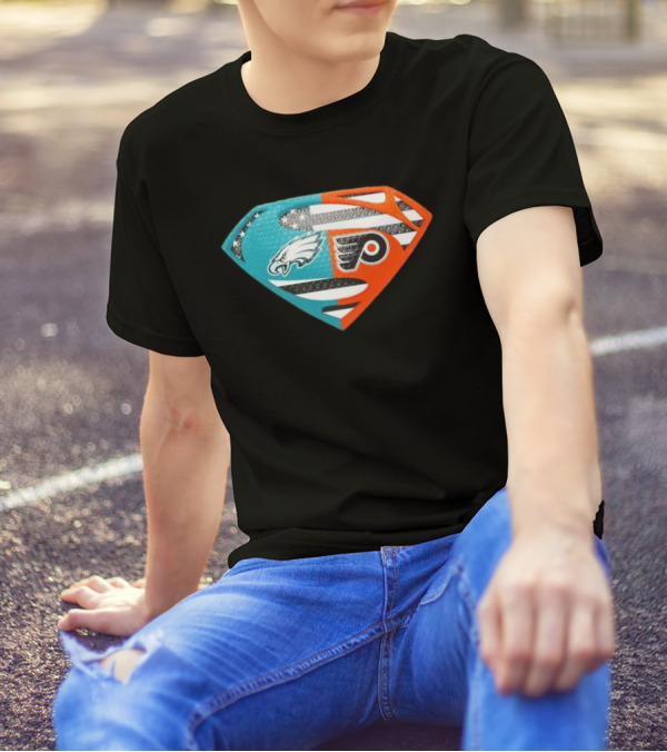 Philadelphia Eagles Philadelphia Flyers Superman Logo Mashup T-Shirt