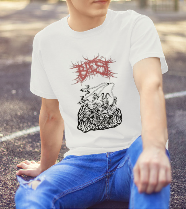BAEST Biker Goat Rider Chains And Flames T-Shirt