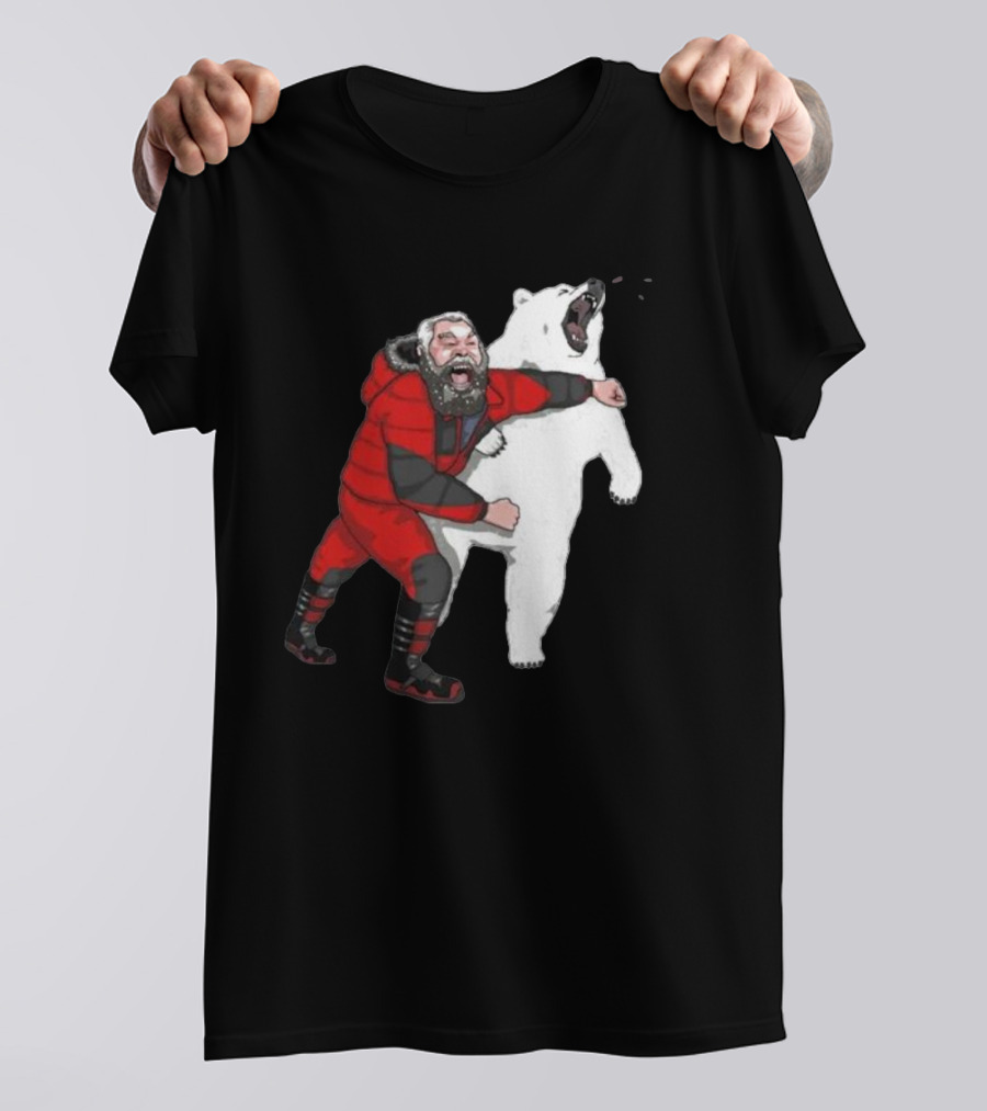 Blessed Bear Fighter Polar Punching Scene T-Shirt