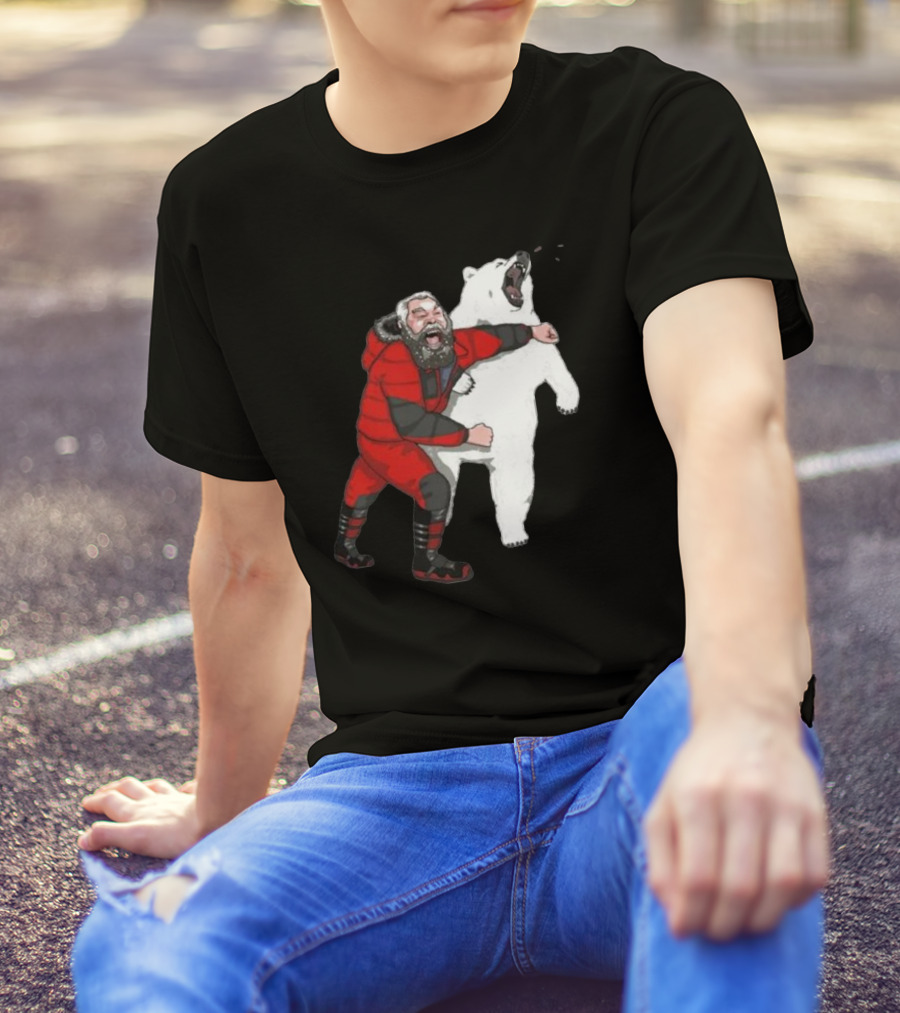 Blessed Bear Fighter Polar Punching Scene T-Shirt