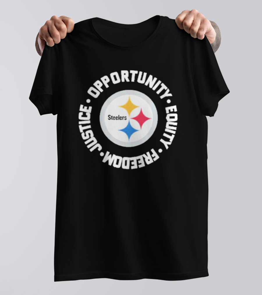 Pittsburgh Steelers Justice Opportunity Equity Freedom Circular Star T-Shirt