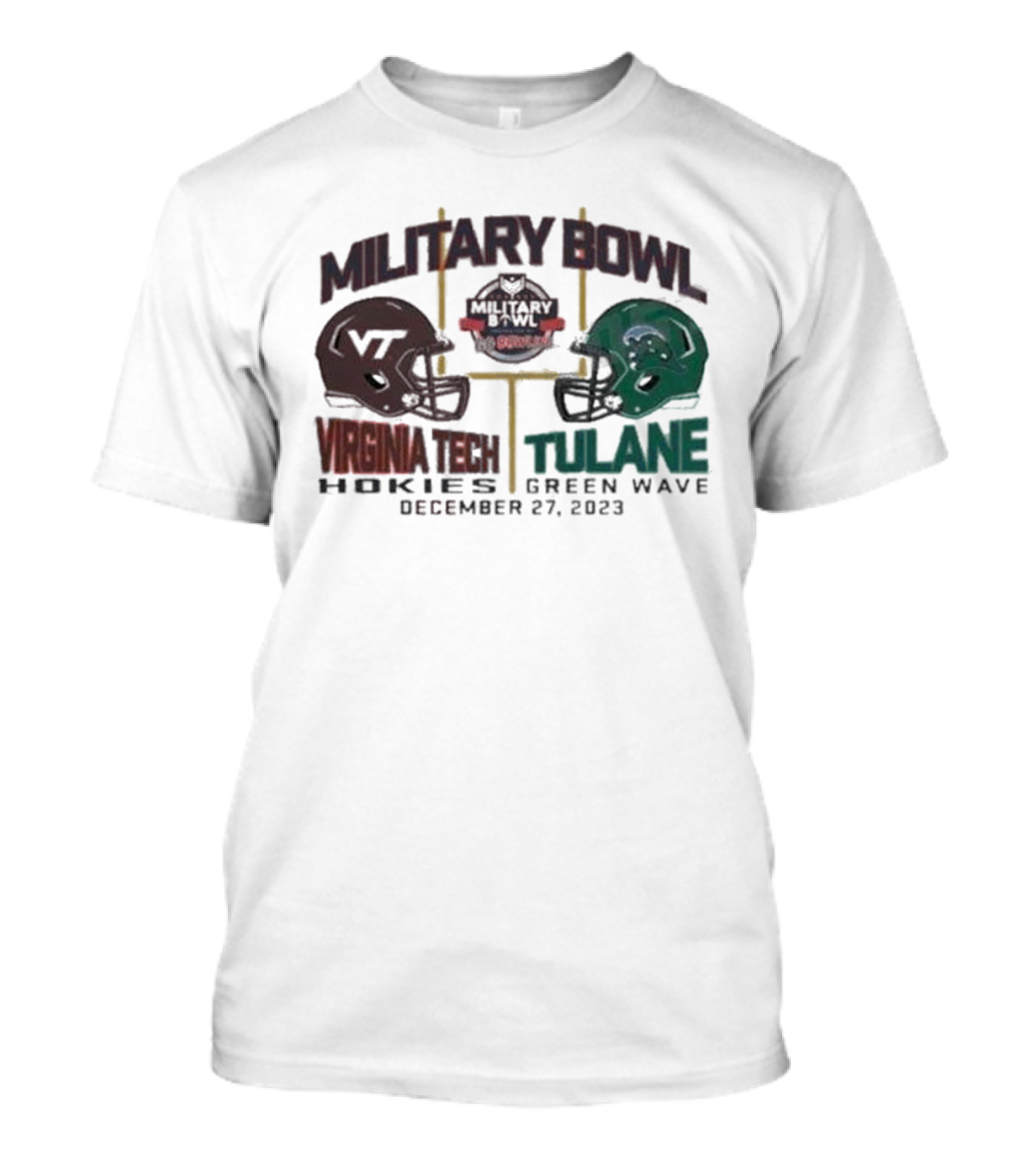 Military Bowl Virginia Tech Vs Tulane December 27 Duel Helmets College Football Game T-Shirt