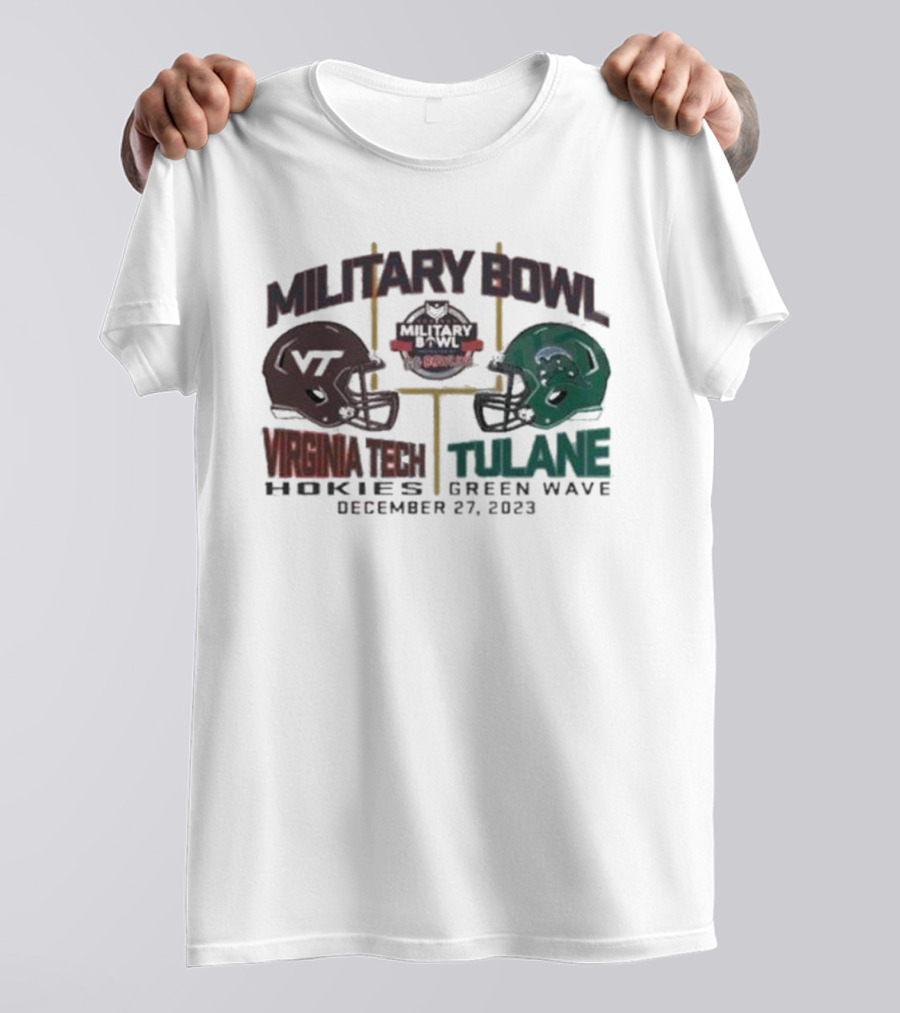 Military Bowl Virginia Tech Vs Tulane December 27 Duel Helmets College Football Game T-Shirt