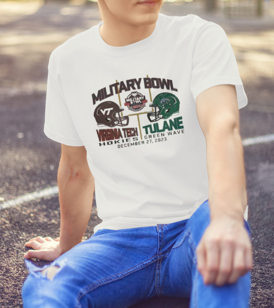 Military Bowl Virginia Tech Vs Tulane December 27 Duel Helmets College Football Game T-Shirt