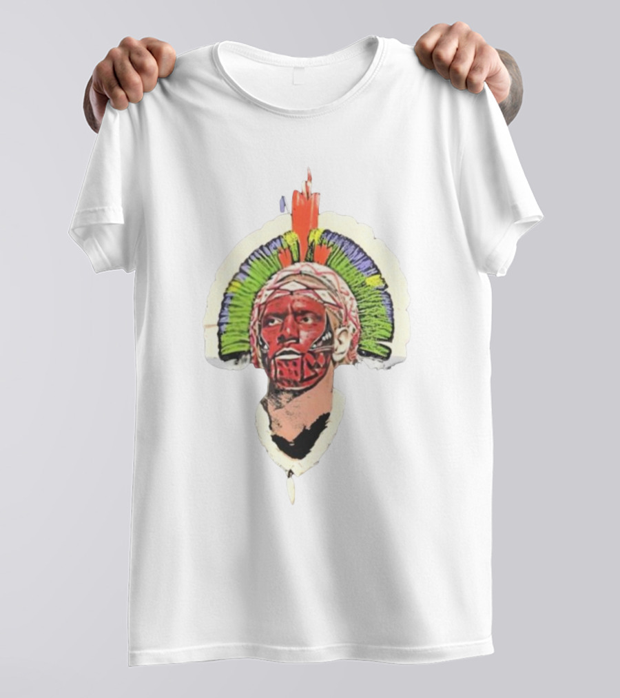 Quality Big Face Poatan Indigenous Headdress War Paint T-Shirt