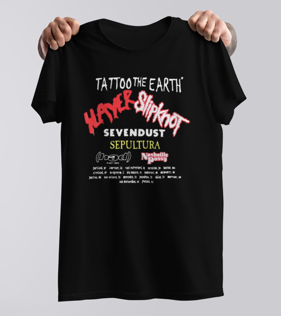 Tattoo The Earth 2000 Slayer Slipknot Sevendust Sepultura Tour T-Shirt