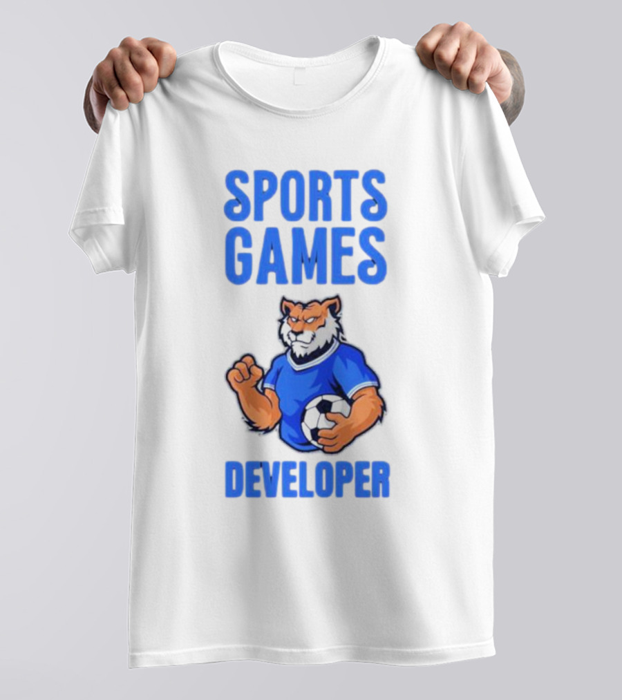 Sports Games Developer Tiger Holding Soccer Ball T-Shirt