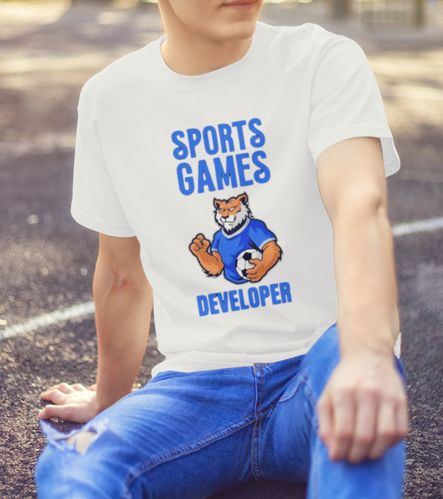 Sports Games Developer Tiger Holding Soccer Ball T-Shirt