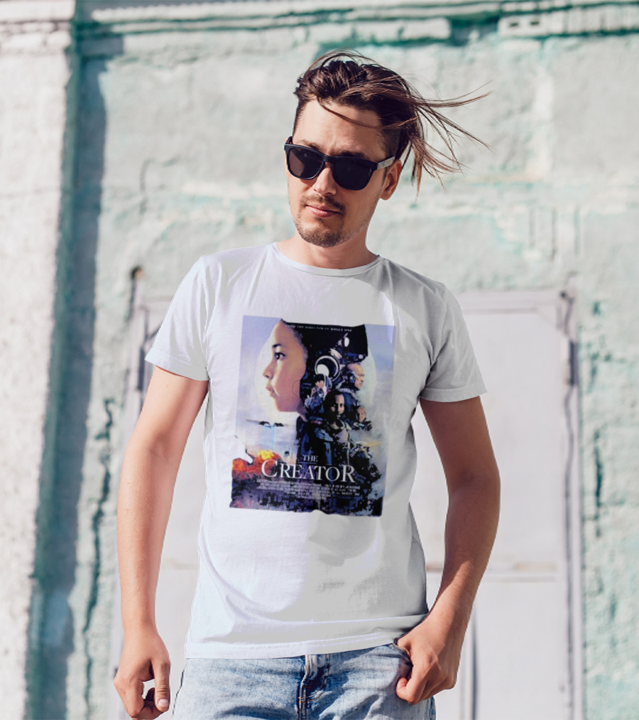 The Creator Movie Poster Design With Characters And Sci-Fi Elements T-Shirt