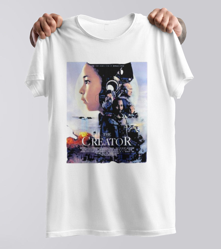 The Creator Movie Poster Design With Characters And Sci-Fi Elements T-Shirt