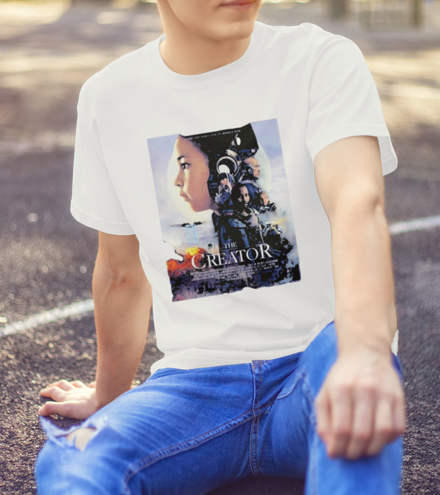 The Creator Movie Poster Design With Characters And Sci-Fi Elements T-Shirt