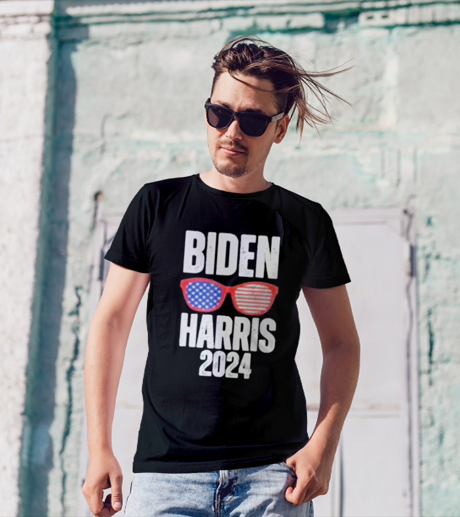 Biden Harris 2024 Red White And Blue Sunglasses T-Shirt