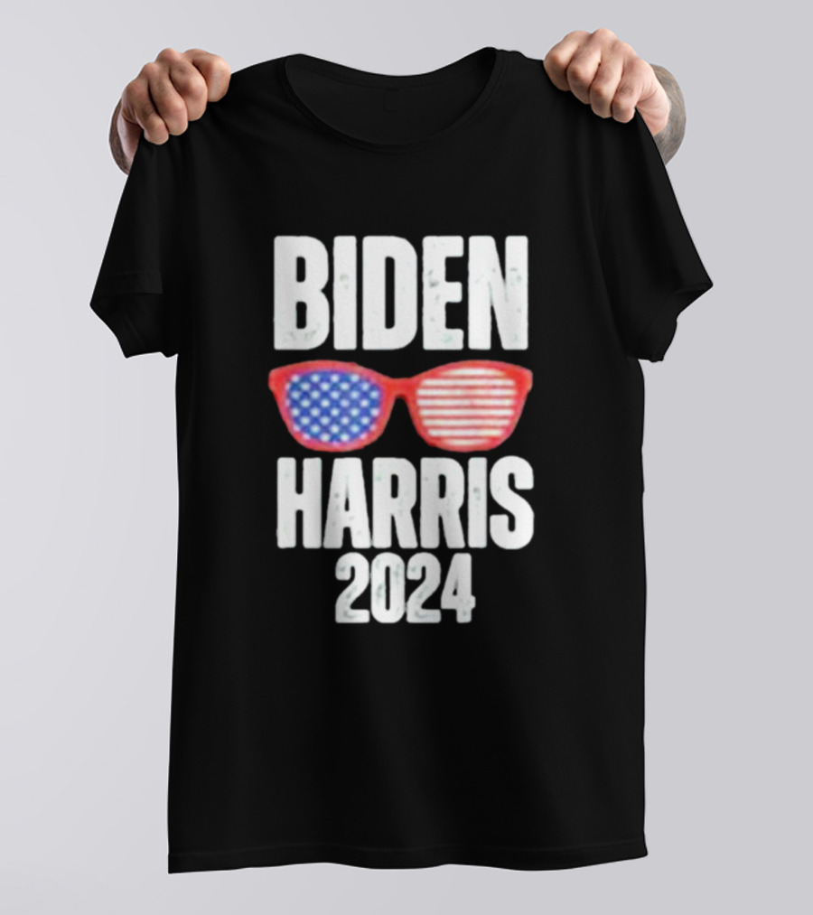Biden Harris 2024 Red White And Blue Sunglasses T-Shirt