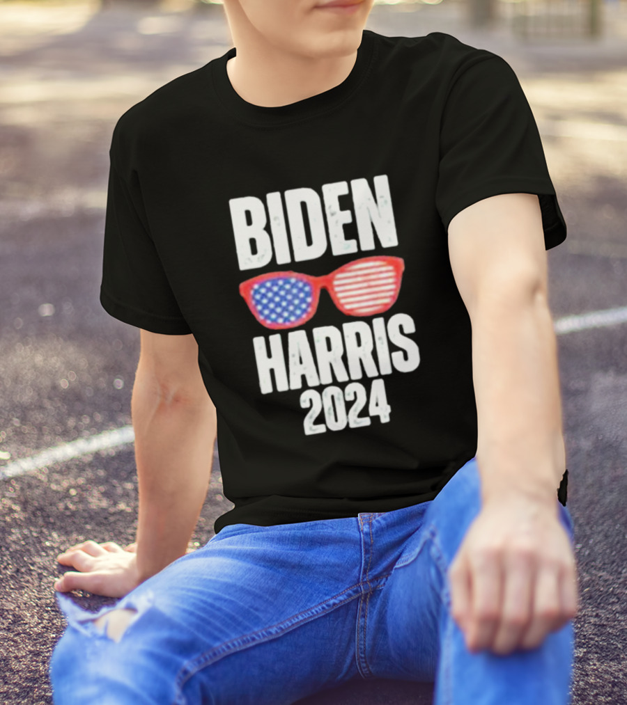 Biden Harris 2024 Red White And Blue Sunglasses T-Shirt