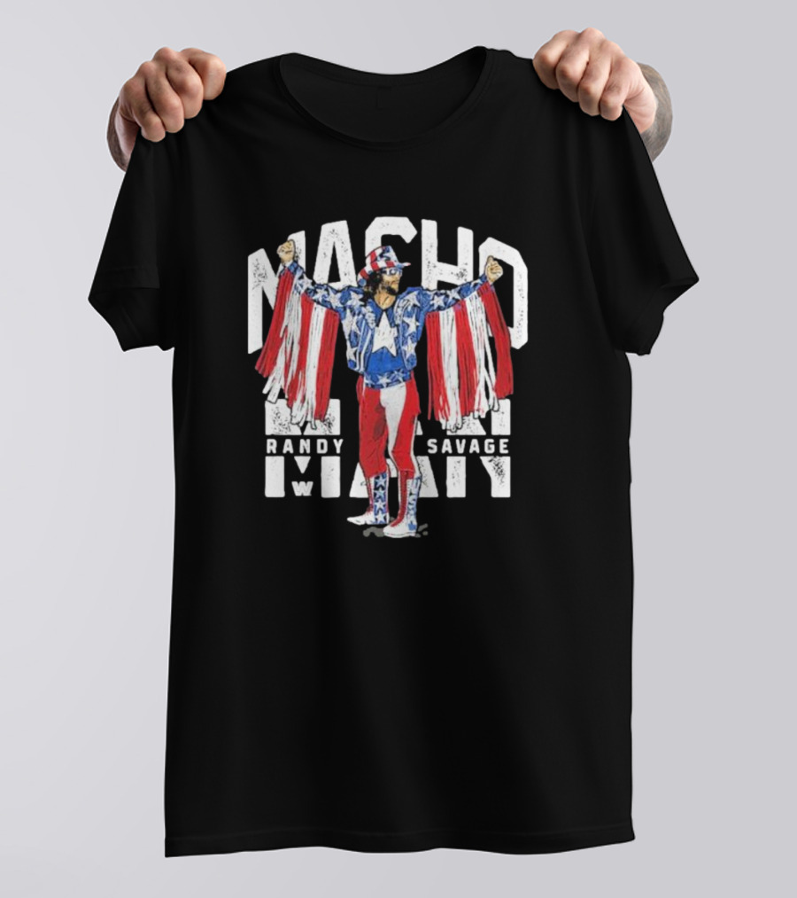 Macho Man Randy Savage Stars And Stripes 500 Level Patriotic Pose T-Shirt