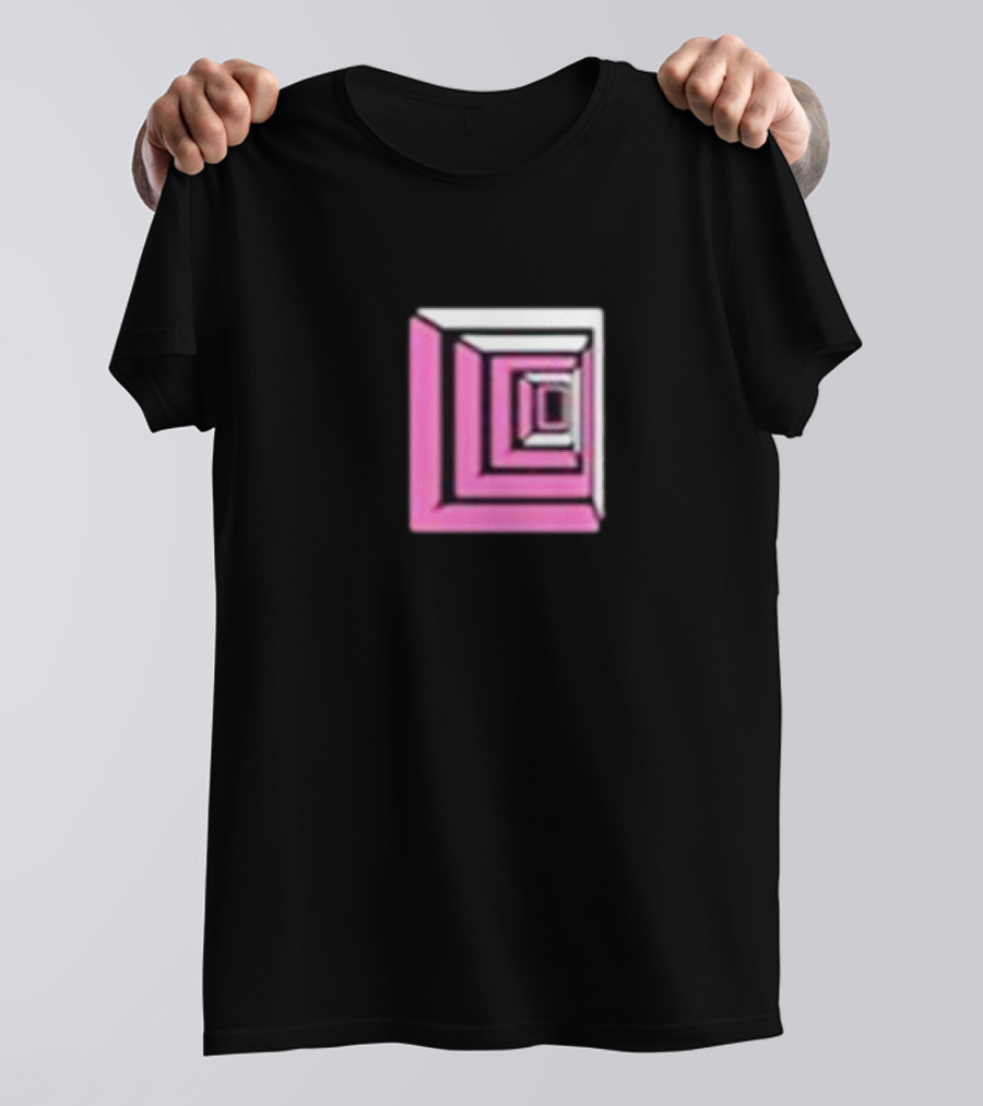 Shoplucid Pink Geometric Square Optical Illusion T-Shirt