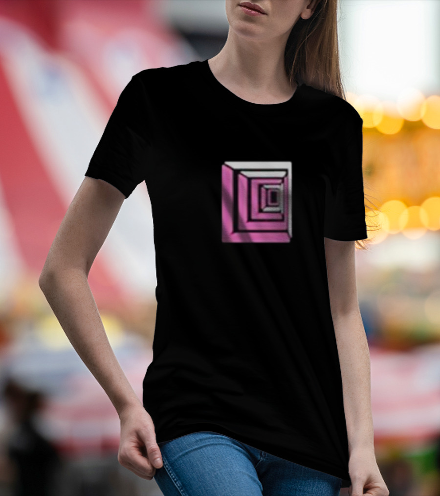 Shoplucid Pink Geometric Square Optical Illusion T-Shirt