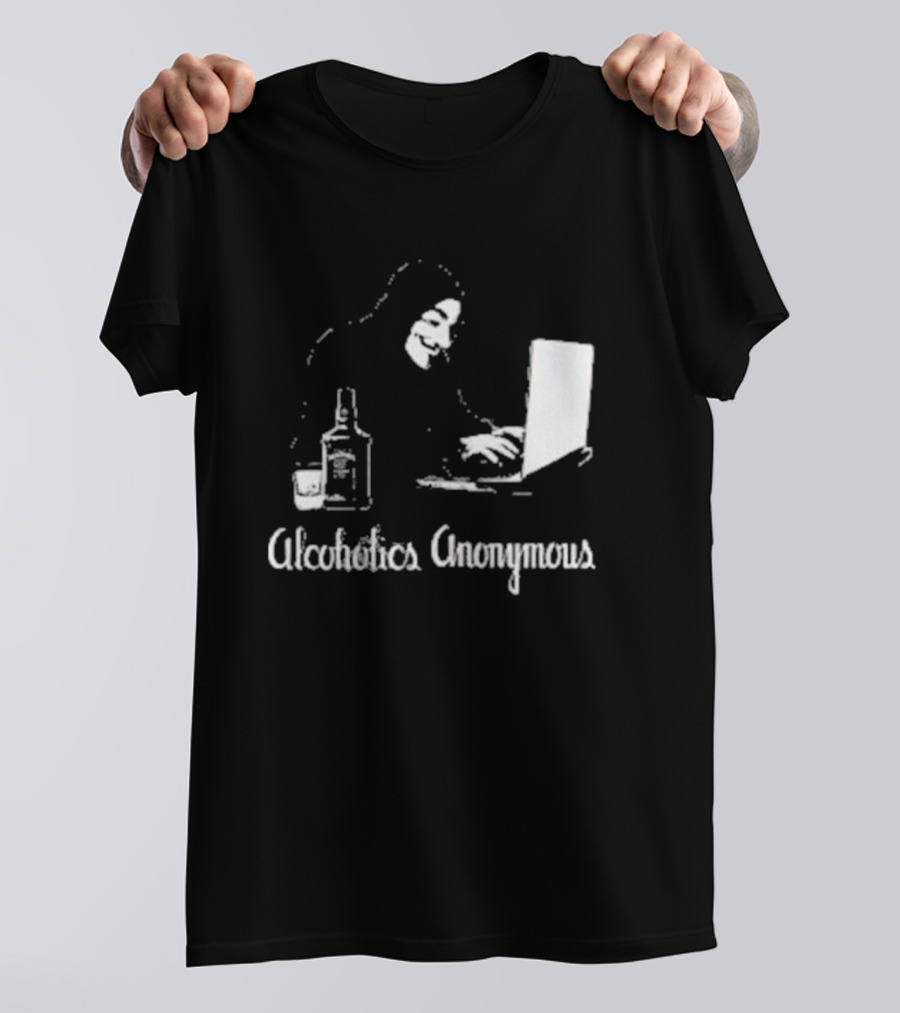 Alcoholics Anonymous Guy Fawkes Mask Hacker With Laptop T-Shirt