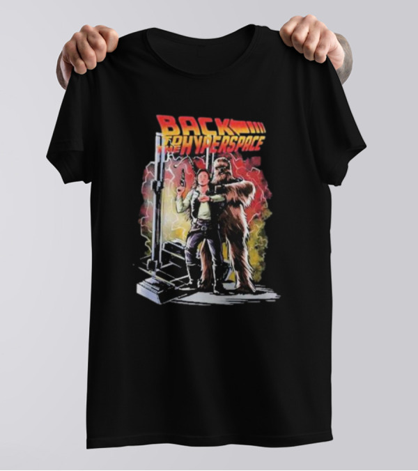 BACK TO THE HYPERSPACE Han Solo Chewbacca Crossover Retro Sci-Fi Adventure T-Shirt