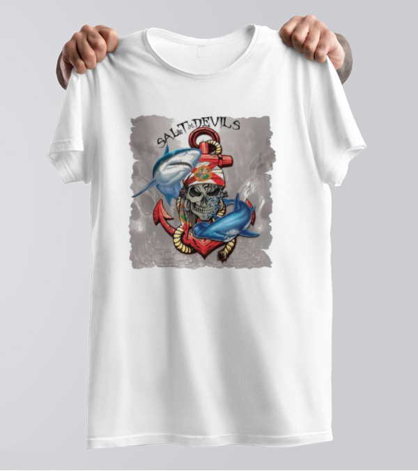 Salt Devils Pirate Skull Anchor Sharks T-Shirt