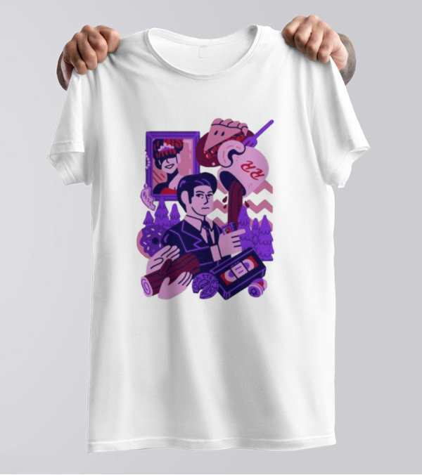 Theyetee Meanwhile Twin Peaks Agent Cooper Coffee Donuts Log VCR T-Shirt