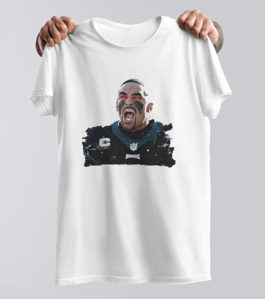 Quality Jalen Hurts Unleashed Fangs Out Eagles Football Action T-Shirt