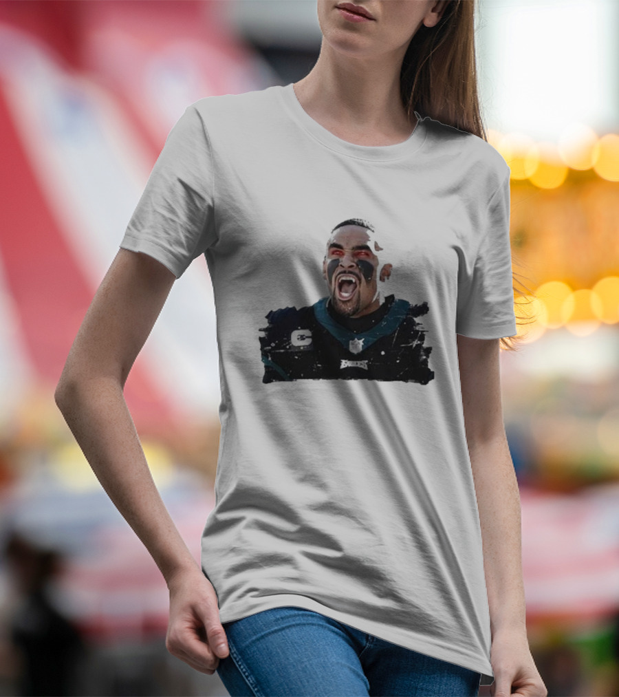 Quality Jalen Hurts Unleashed Fangs Out Eagles Football Action T-Shirt