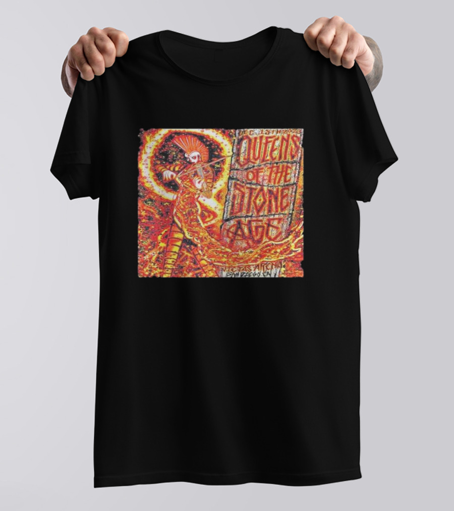 December 15th Queens Of The Stone Ages Viejas Arena San Diego Fire Violinist Performance T-Shirt