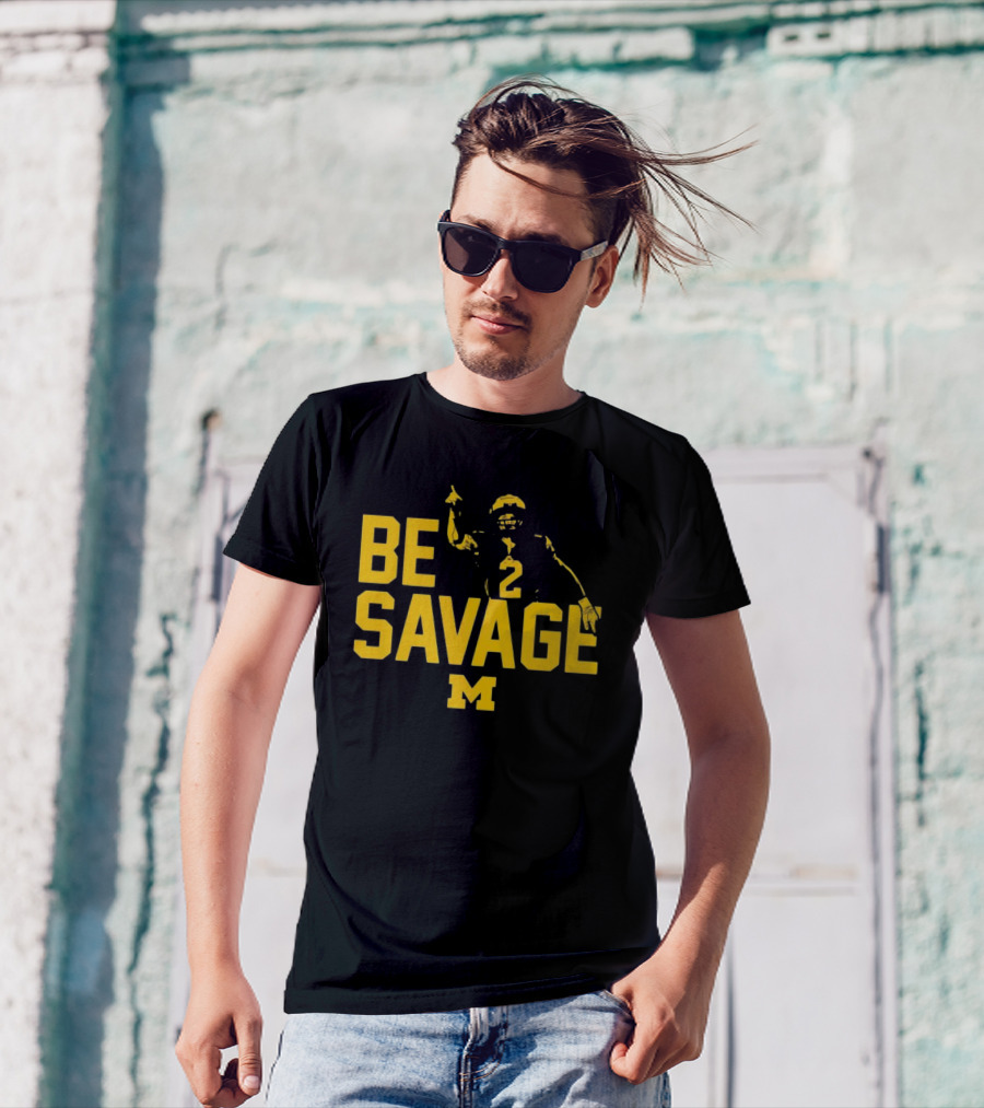 Be Savage Michigan Football Number 2 M T-Shirt