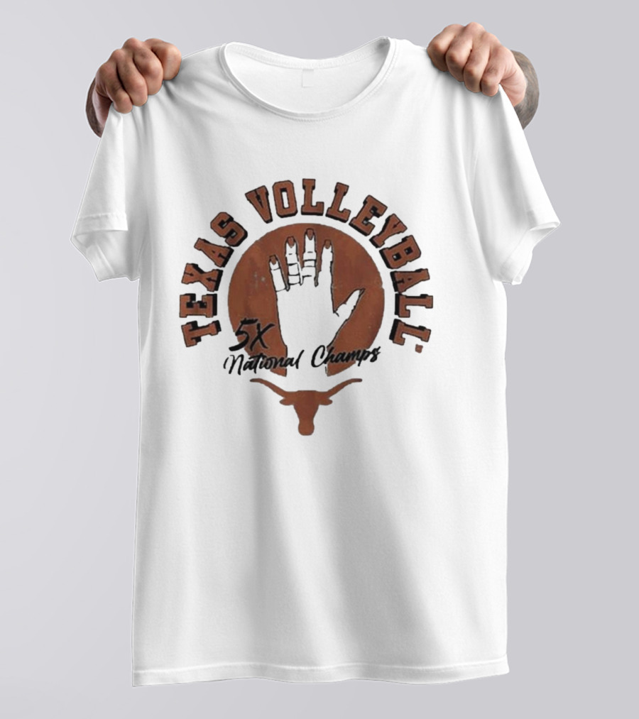 Texas Volleyball 5x National Champs Longhorn Handprint T-Shirt