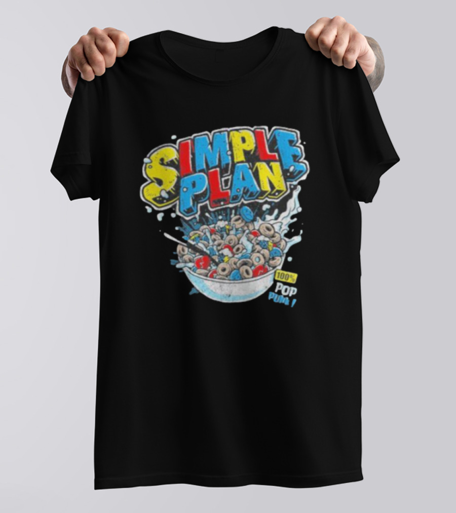 Simple Plan Pop Punk Cereal Bowl Explosion 100% T-Shirt