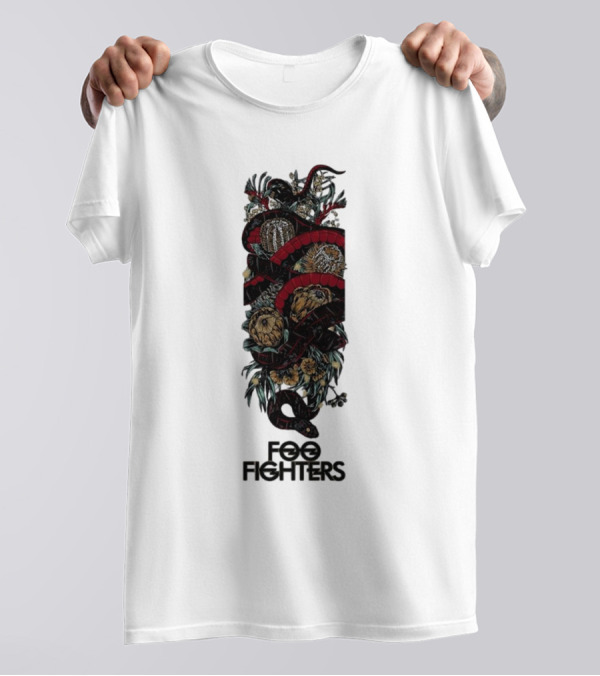 Foo Fighters Floral And Snake Imagery Dark T-Shirt