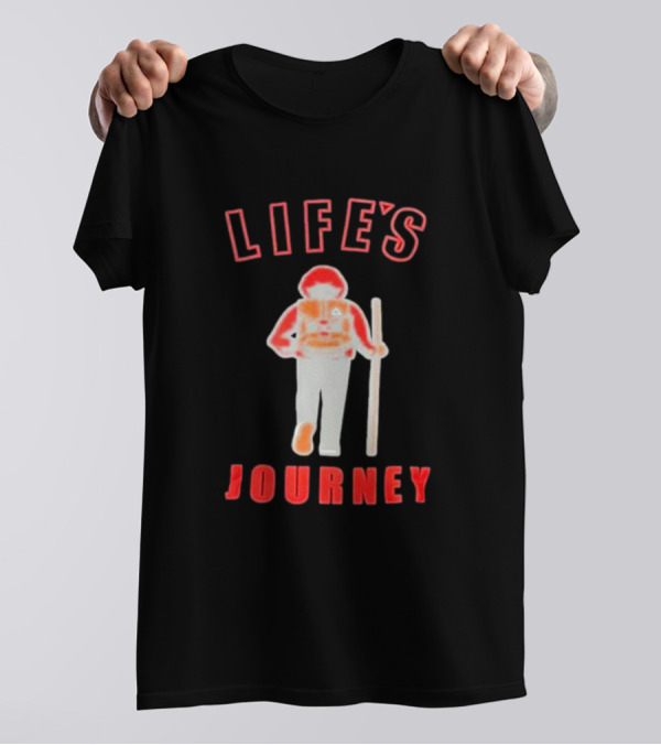 LIFE'S JOURNEY Hiker With Walking Stick T-Shirt