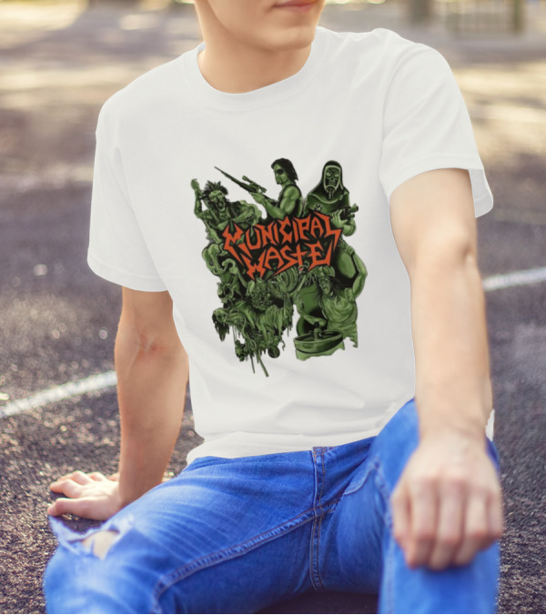 Municipal Waste Zombie Collage With Gas Masks And Weapons T-Shirt