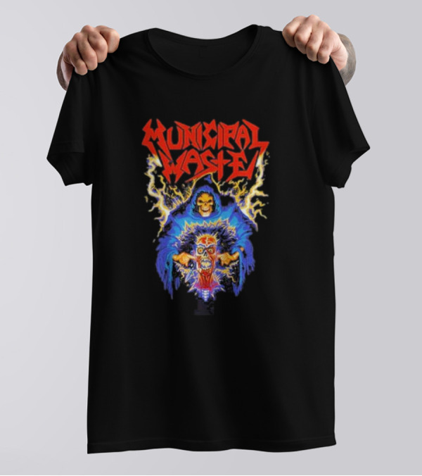 Municipal Waste Wet Willy Grim Reaper Electric Skull T-Shirt