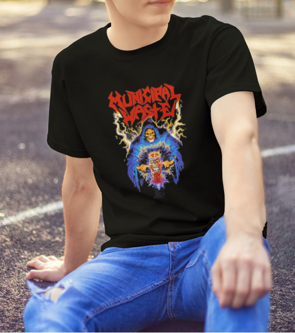 Municipal Waste Wet Willy Grim Reaper Electric Skull T-Shirt