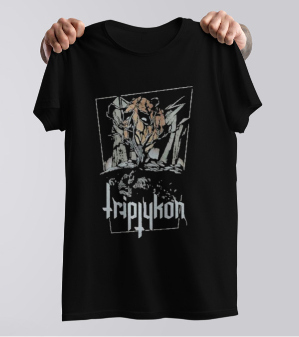 Triptykon Tree With Masked Face And Abstract Shapes T-Shirt